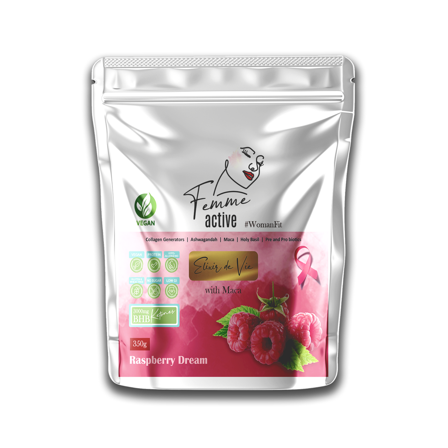 Fem Active with Ashwagandha (VEGAN) with Ashwagandha, Maca, & Hyaluronic acid
