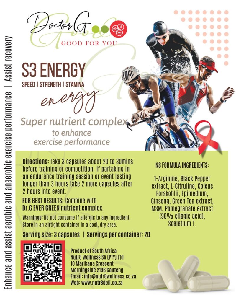 Dr. G S3 Energy for NO & ATP production and nutrient bioavailability