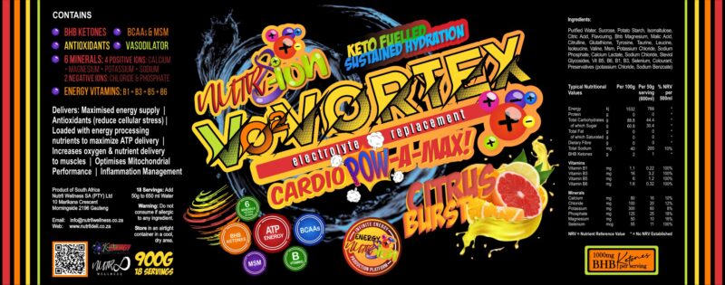 VO₂ Vortex Hydration – with electrolytes, B-vitamins, 44g carbs, BCAAs & ketones